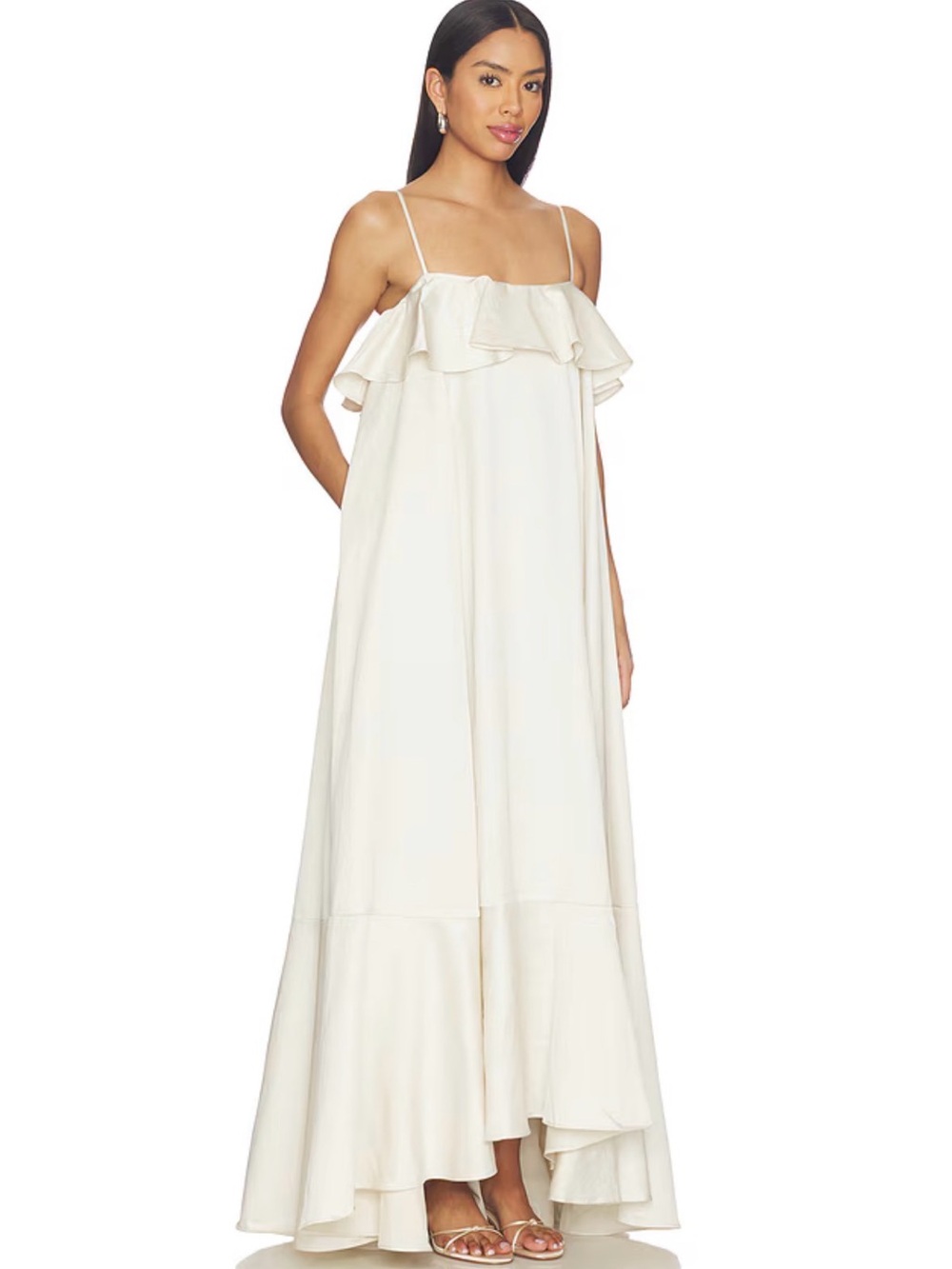 Lovers and Friends Women's Cream Ruffle Maxi Dress
